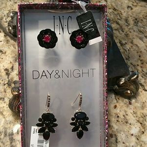 I. N. C. Earring set. Jet black stones